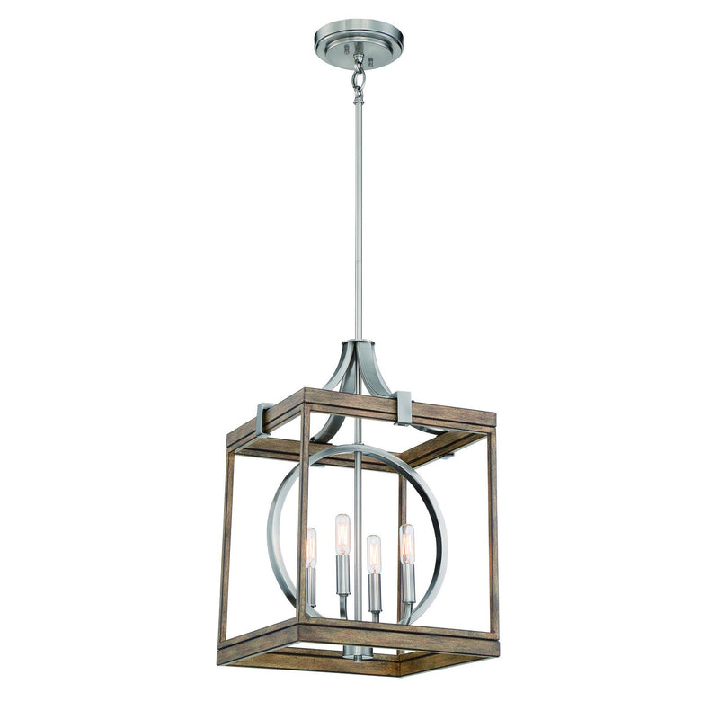 Minka-Lavery - 4014-280 - Four Light Pendant - Country Estates - Sun Faded Wood W/Brushed Nicke