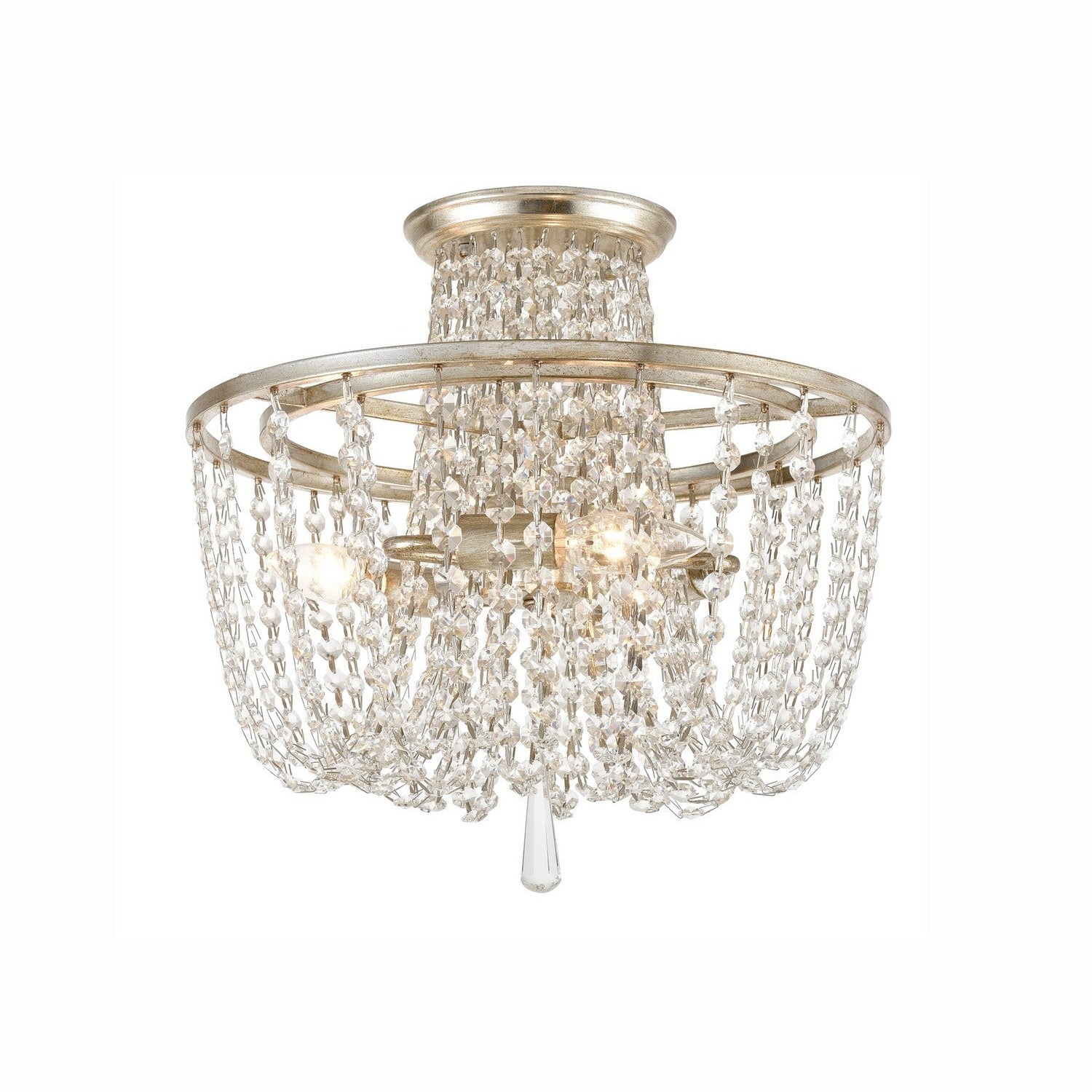 Crystorama - ARC-1900-SA-CL-MWP - Three Light Semi Flush Mount - Arcadia - Antique Silver