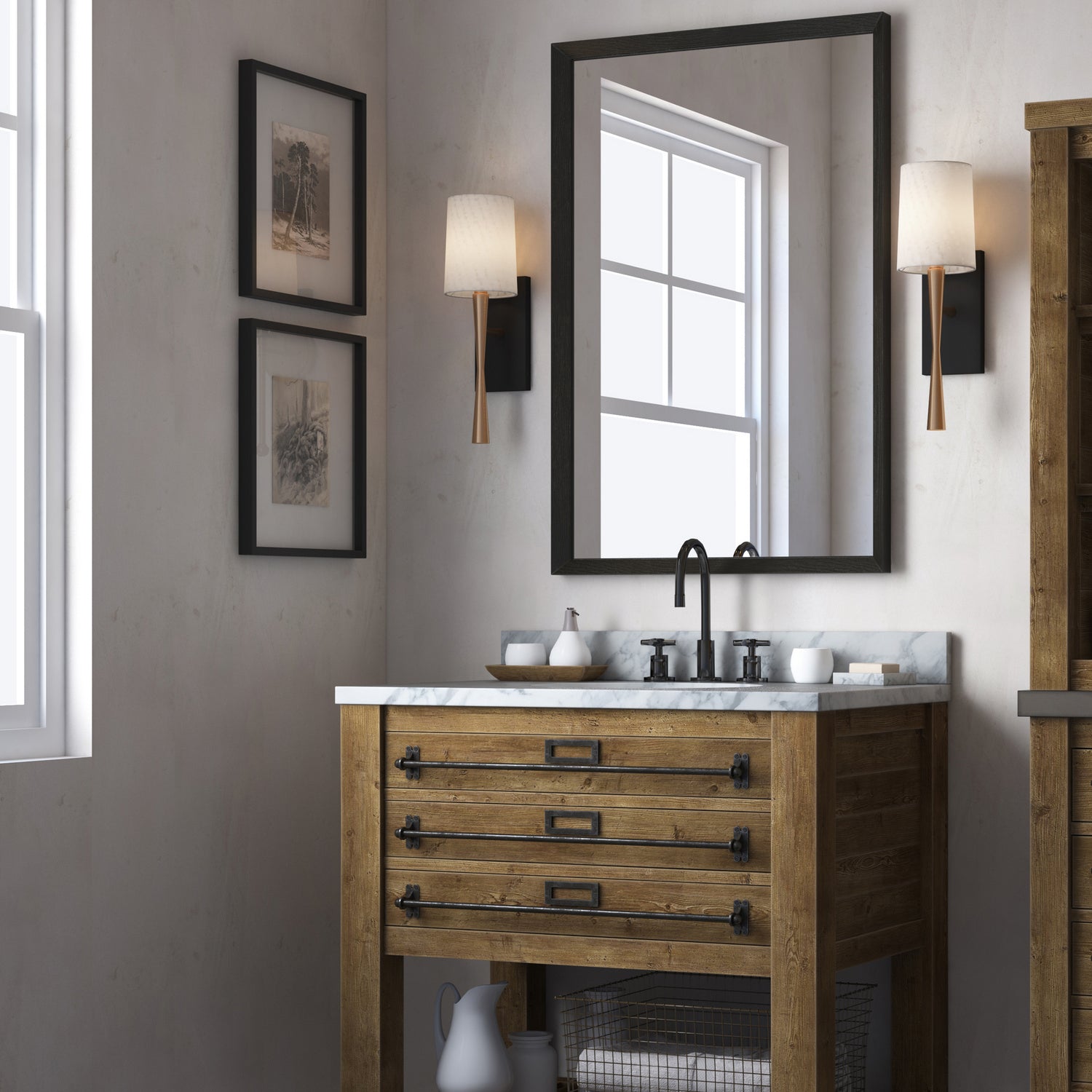 Crystorama - TRE-221-AG-BF - One Light Wall Sconce - Trenton - Aged Brass + Black Forged