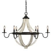 Forty West - 70616 - Six Light Chandelier - Rice - White/Black