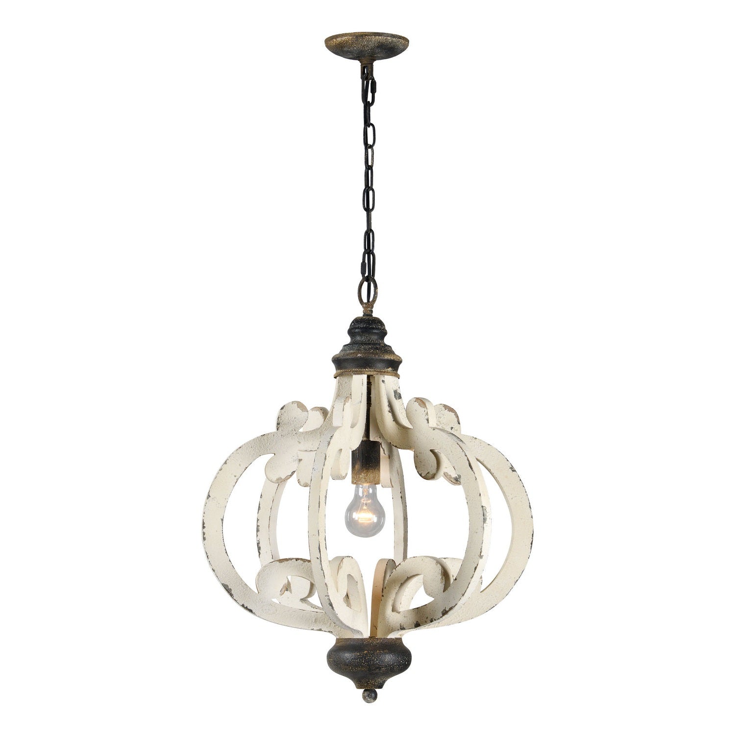 Forty West - 70619 - One Light Chandelier - Dolly - Distressed White/Black