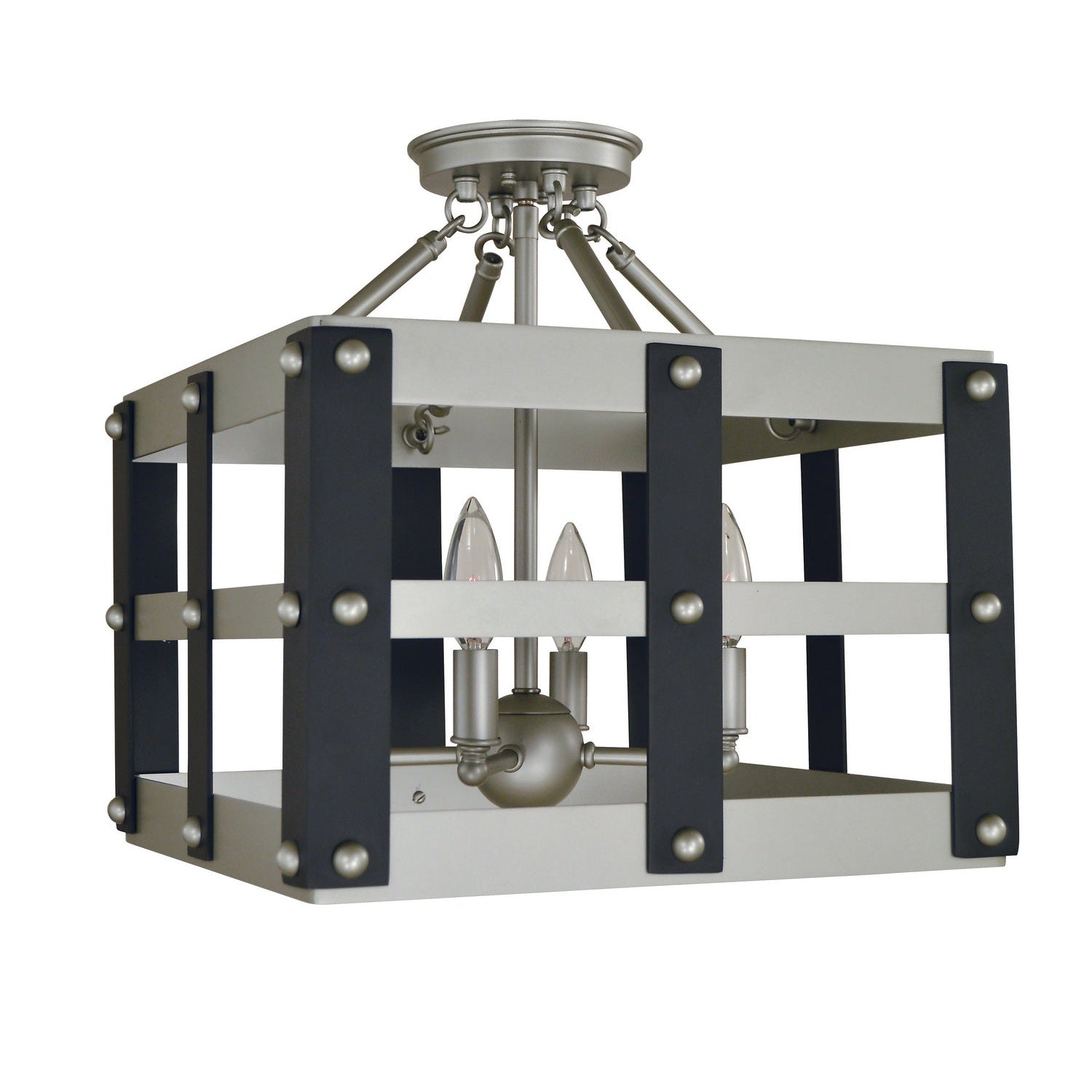 Framburg - 5342 SP/MBLACK - Four Light Flush / Semi-Flush Mount - Metro Artisan - Satin Pewter/Matte Black