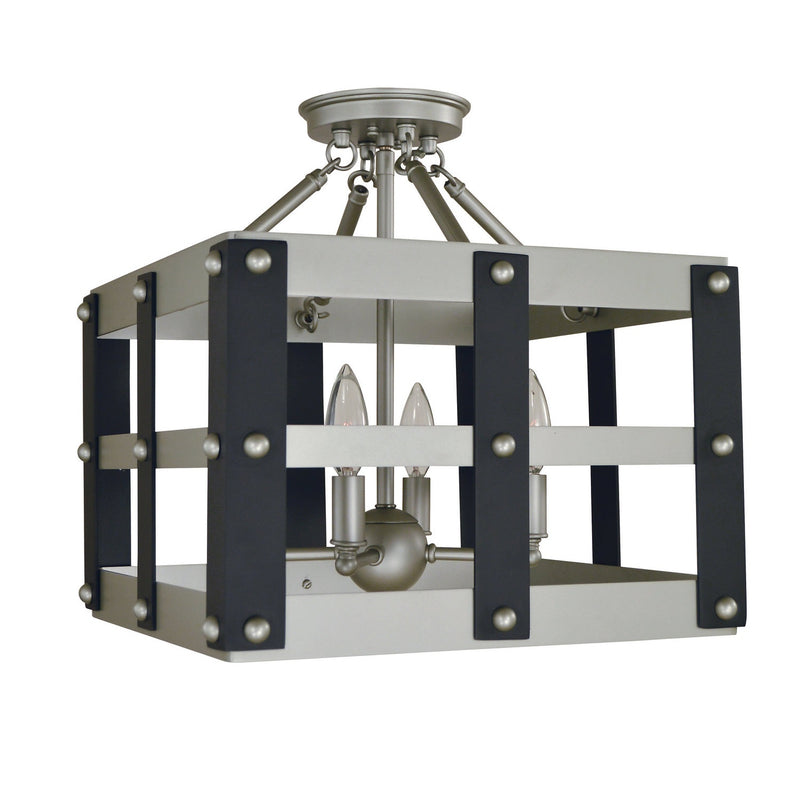 Framburg - 5342 SP/MBLACK - Four Light Flush / Semi-Flush Mount - Metro Artisan - Satin Pewter/Matte Black