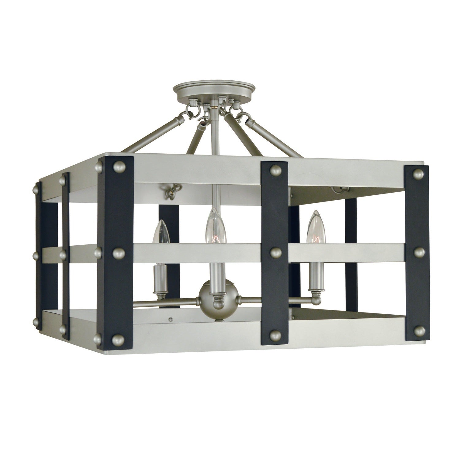 Framburg - 5344 SP/MBLACK - Five Light Flush / Semi-Flush Mount - Metro Artisan - Satin Pewter/Matte Black