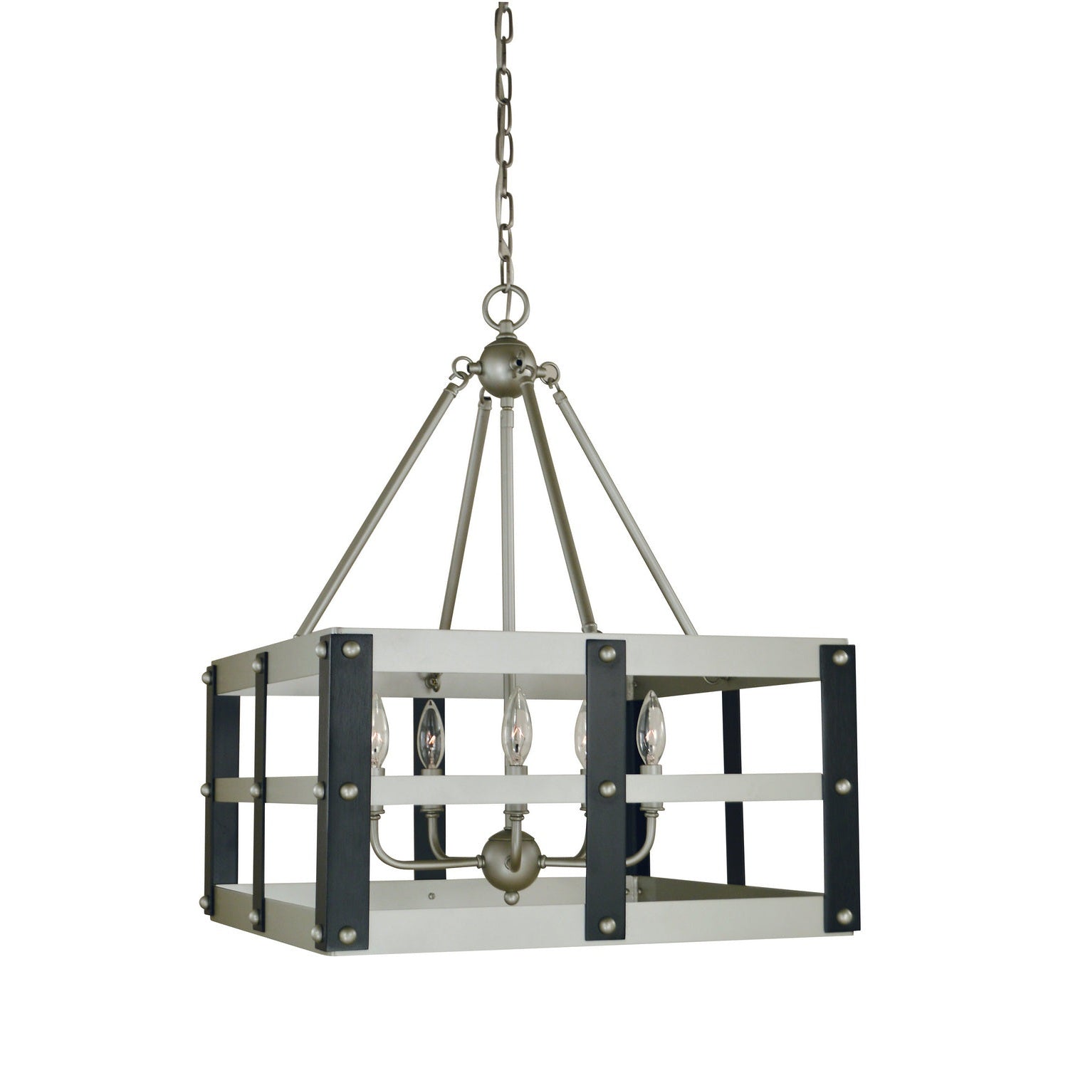 Framburg - 5346 SP/MBLACK - Five Light Chandelier - Metro Artisan - Satin Pewter/Matte Black