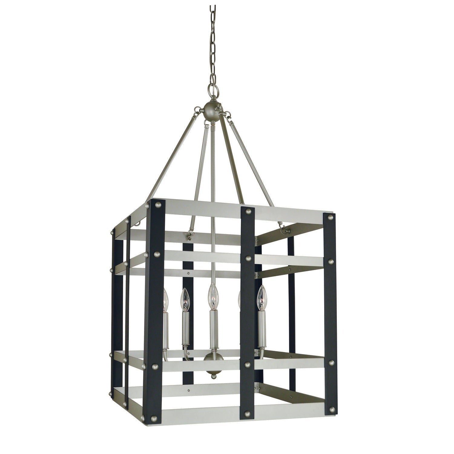 Framburg - 5347 SP/MBLACK - Five Light Chandelier - Metro Artisan - Satin Pewter/Matte Black