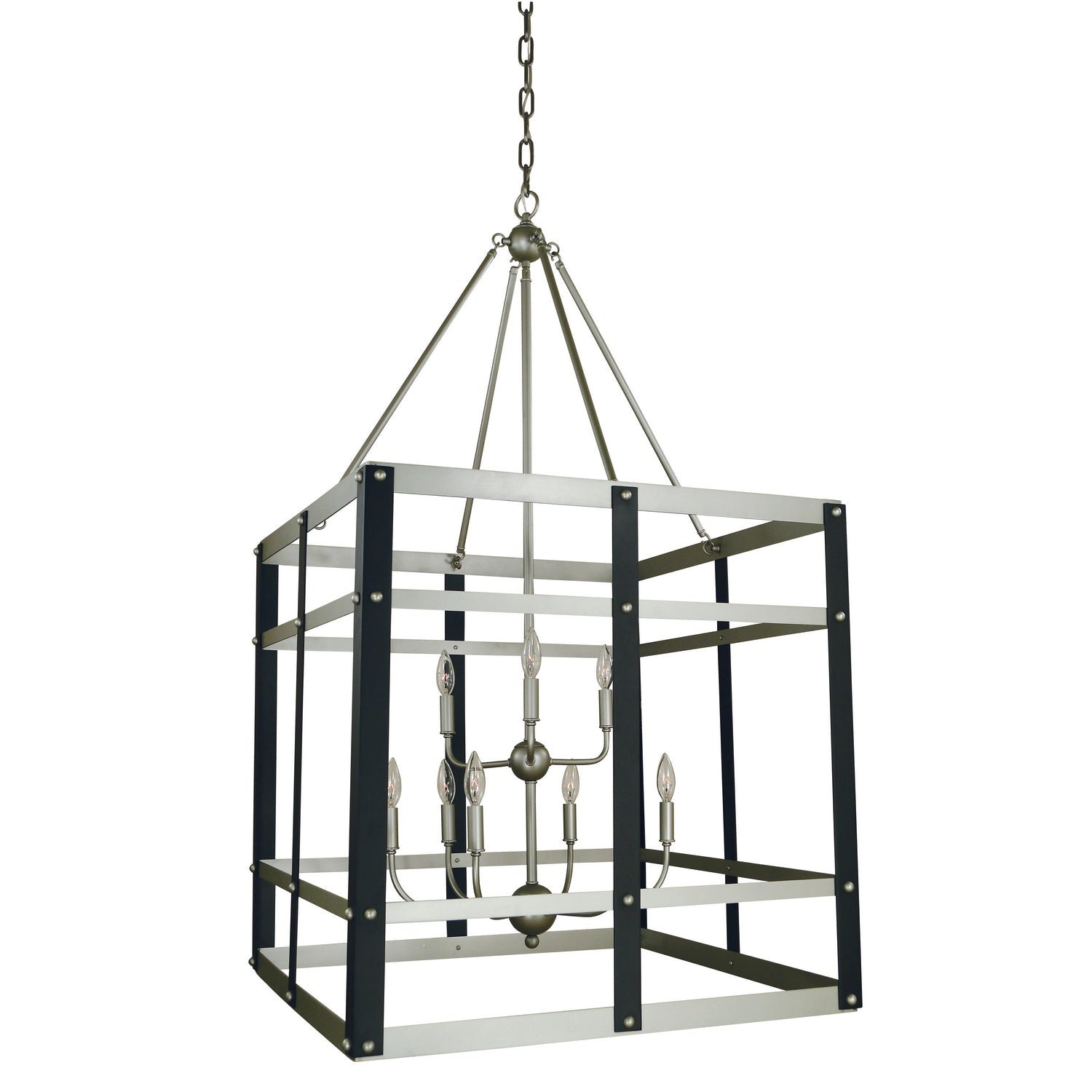 Framburg - 5349 SP/MBLACK - Nine Light Foyer Chandelier - Metro Artisan - Satin Pewter/Matte Black