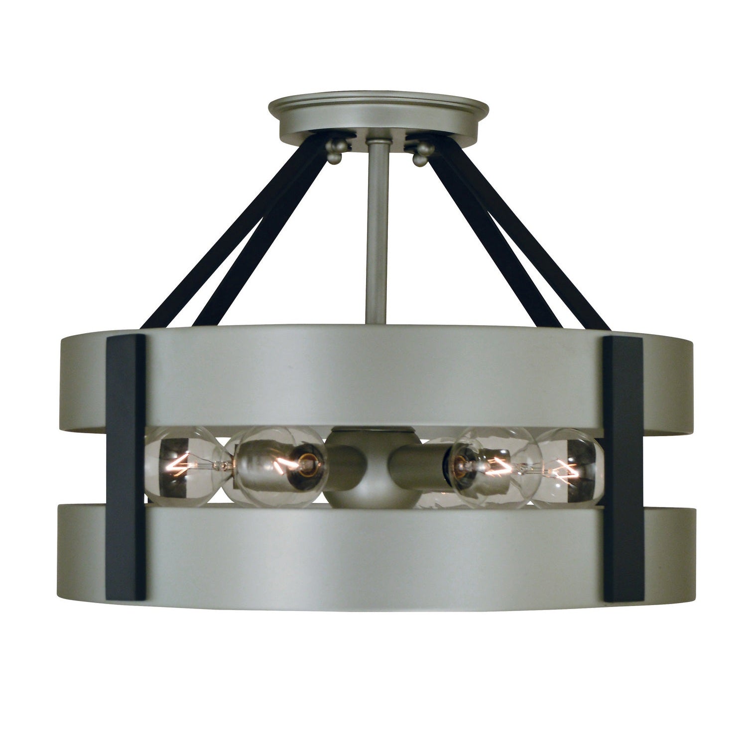 Framburg - 5382 SP/MBLACK - Six Light Flush /Semi Flush Mount - Orion - Satin Pewter/Matte Black