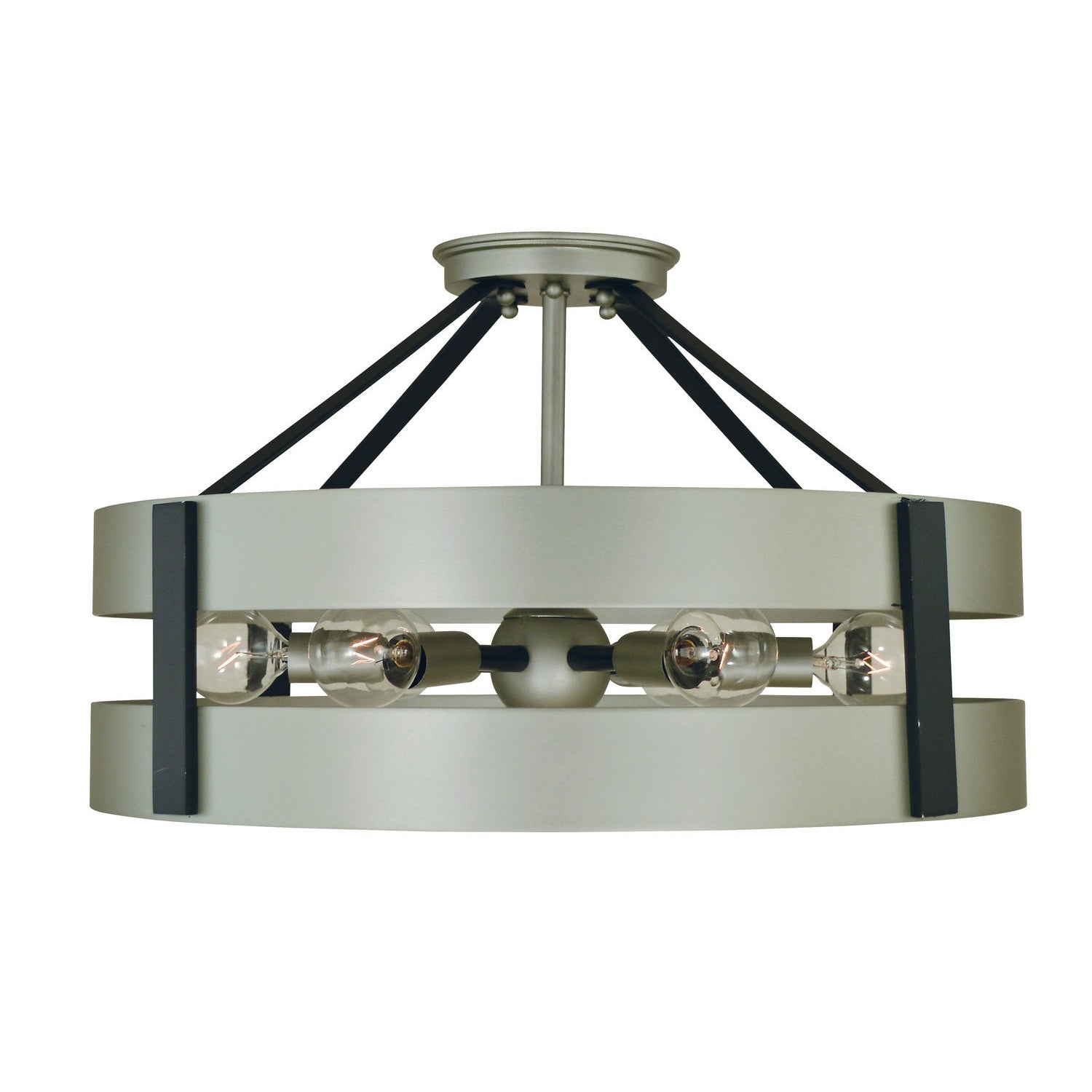 Framburg - 5384 SP/MBLACK - Six Light Flush /Semi Flush Mount - Orion - Satin Pewter/Matte Black