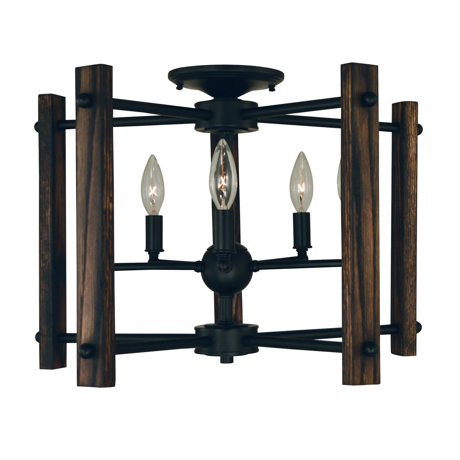 Framburg - 5401 MBLACK - Five Light Flush / Semi-Flush Mount - Modern Farmhouse - Matte Black