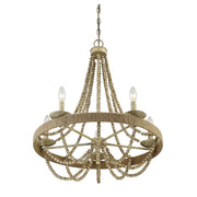 Meridian - M10014-97 - Five Light Chandelier - Mchan - Natural Wood with Rope