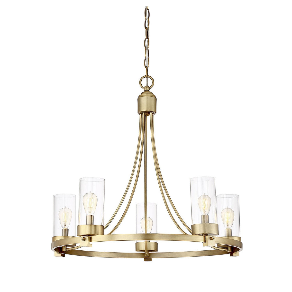 Meridian - M10018NB - Five Light Chandelier - Mchan - Natural Brass