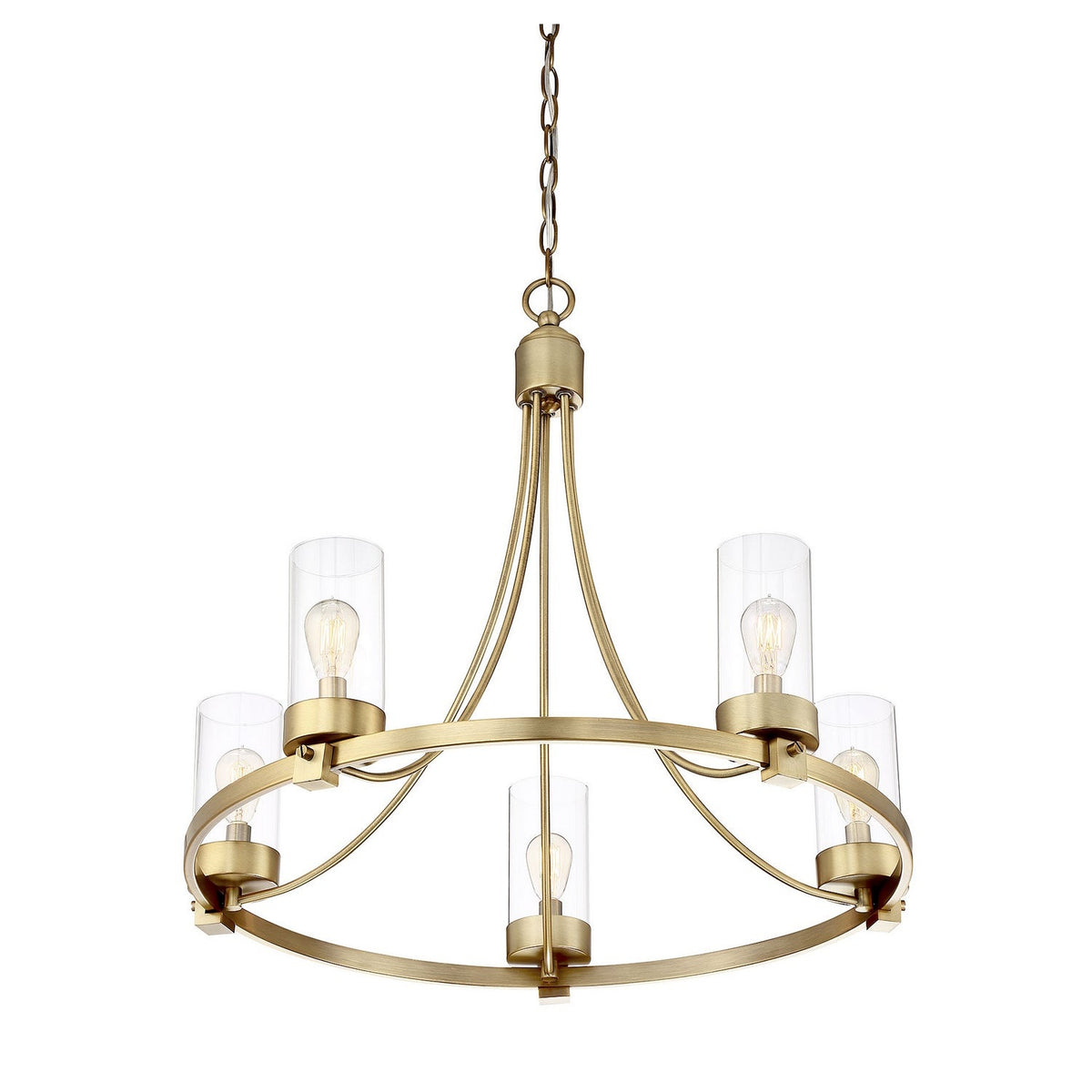 Meridian - M10018NB - Five Light Chandelier - Mchan - Natural Brass