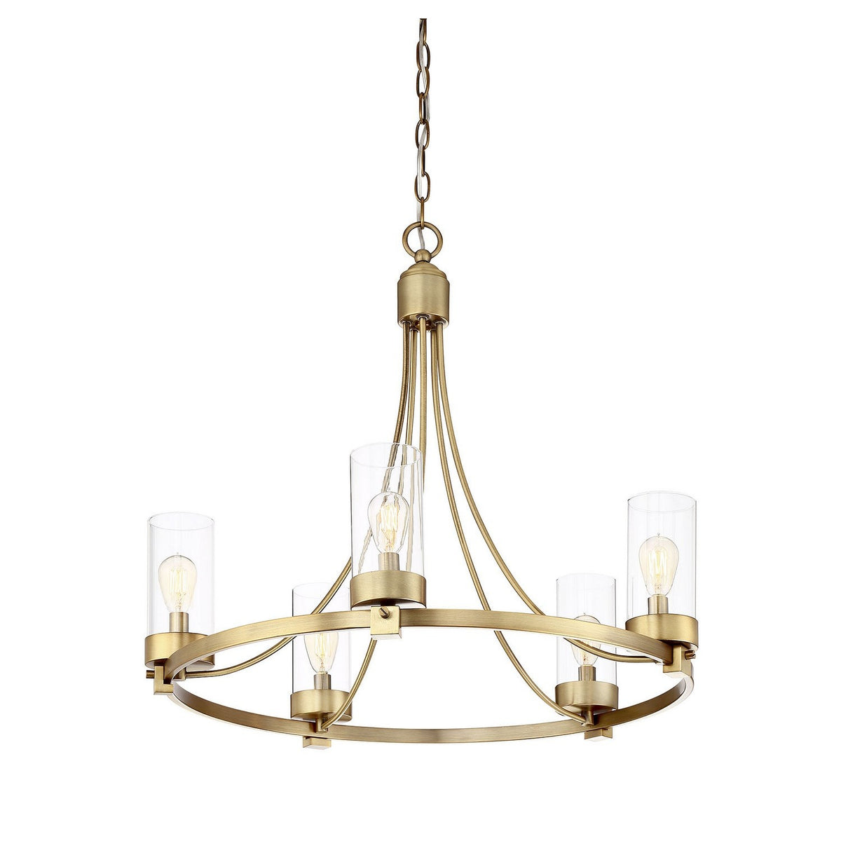 Meridian - M10018NB - Five Light Chandelier - Mchan - Natural Brass