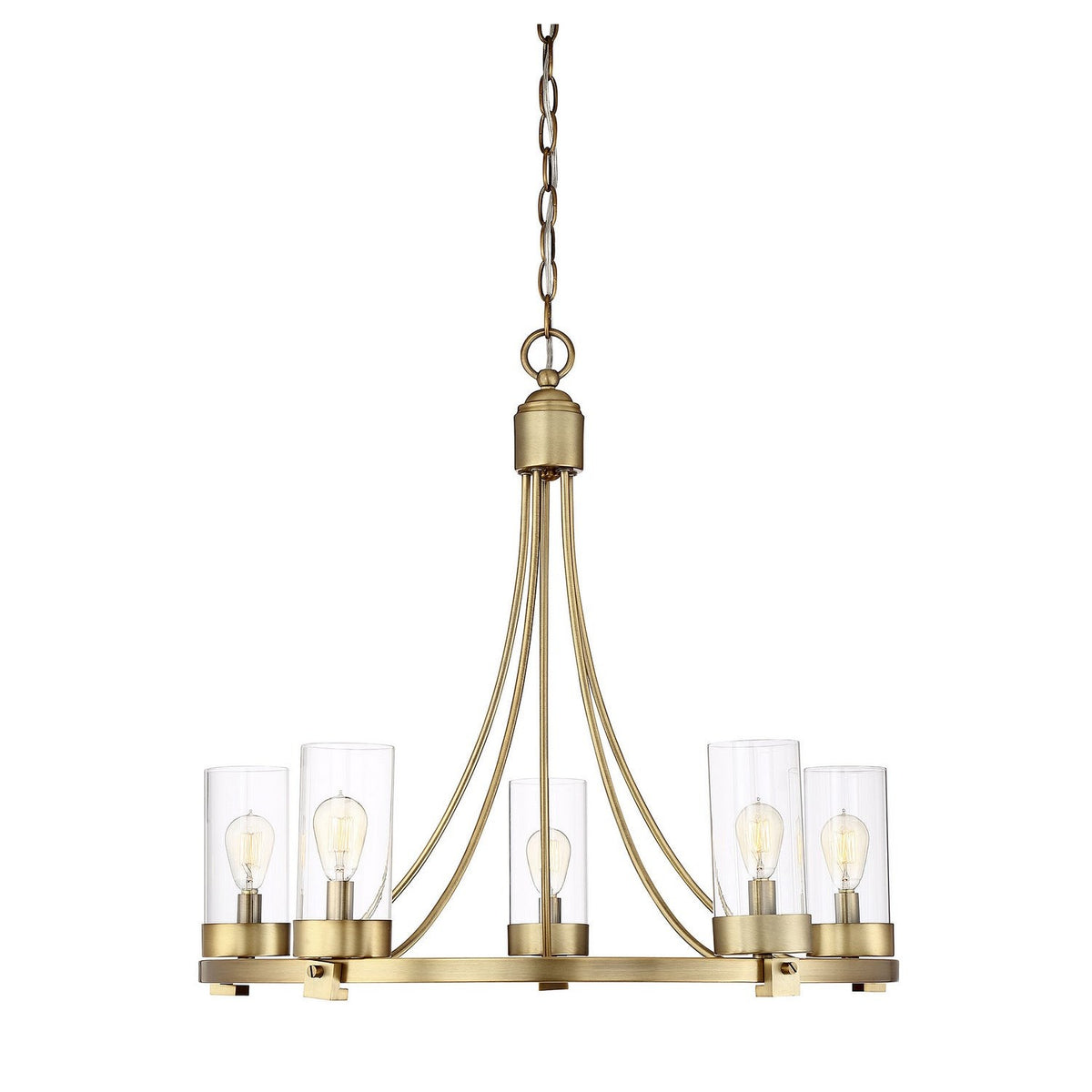Meridian - M10018NB - Five Light Chandelier - Mchan - Natural Brass
