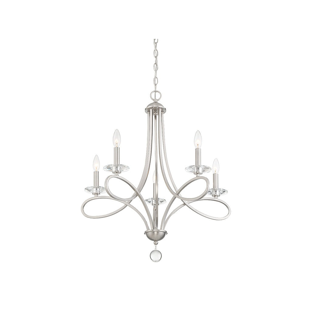 Meridian - M10028BN - Five Light Chandelier - Mchan - Brushed Nickel