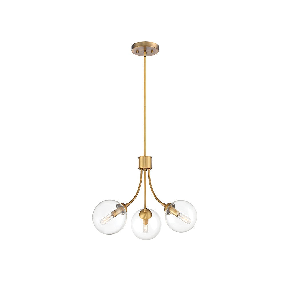 Meridian - M10057NB - Three Light Chandelier - Mchan - Natural Brass