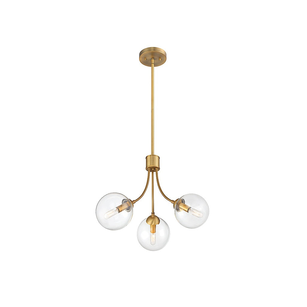 Meridian - M10057NB - Three Light Chandelier - Mchan - Natural Brass