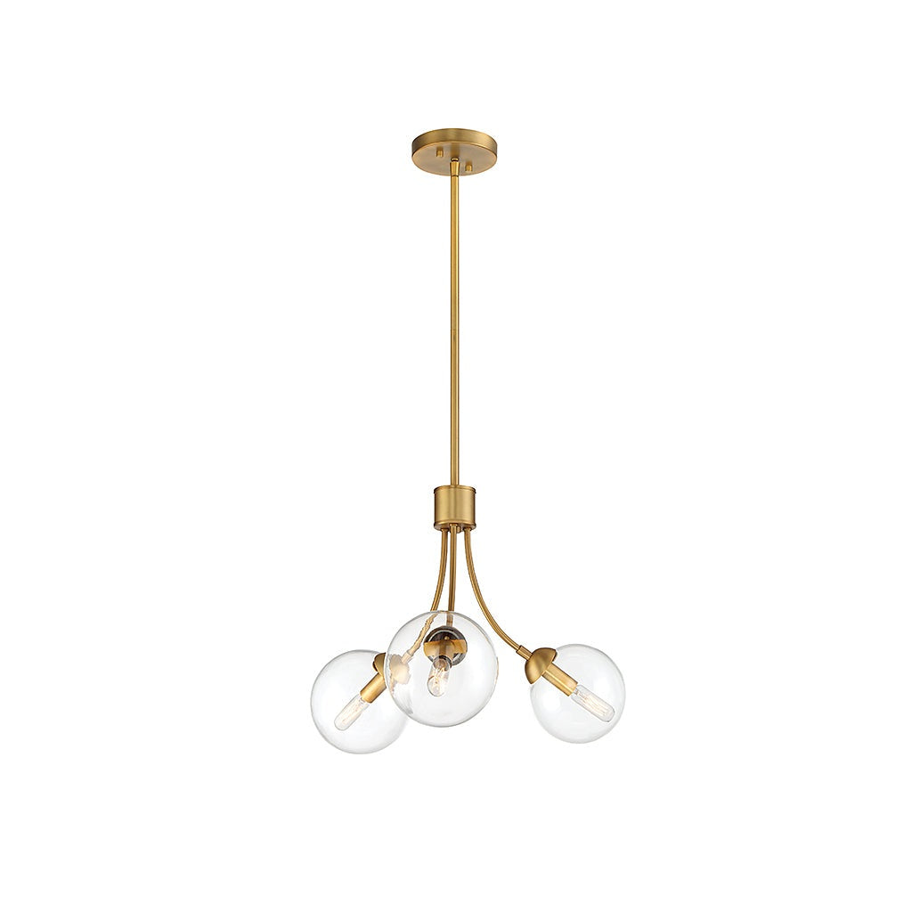 Meridian - M10057NB - Three Light Chandelier - Mchan - Natural Brass