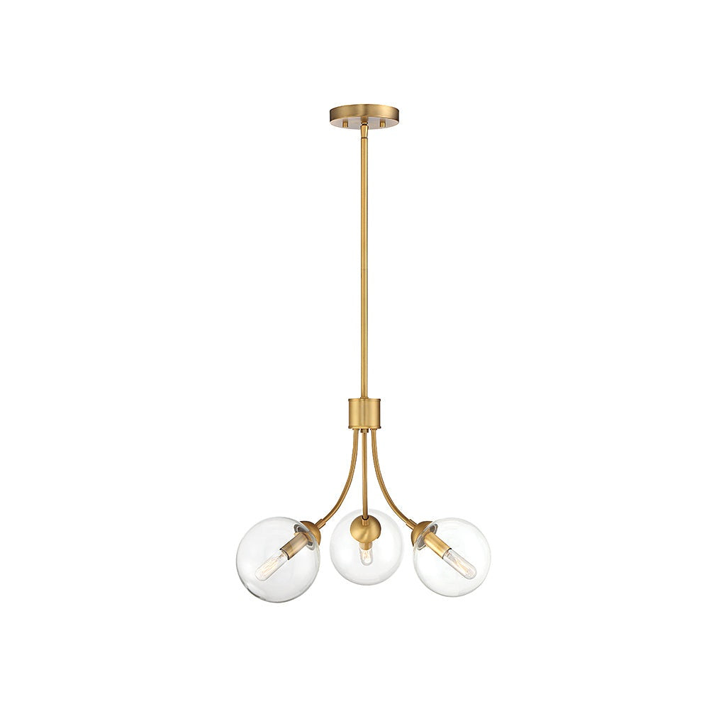 Meridian - M10057NB - Three Light Chandelier - Mchan - Natural Brass