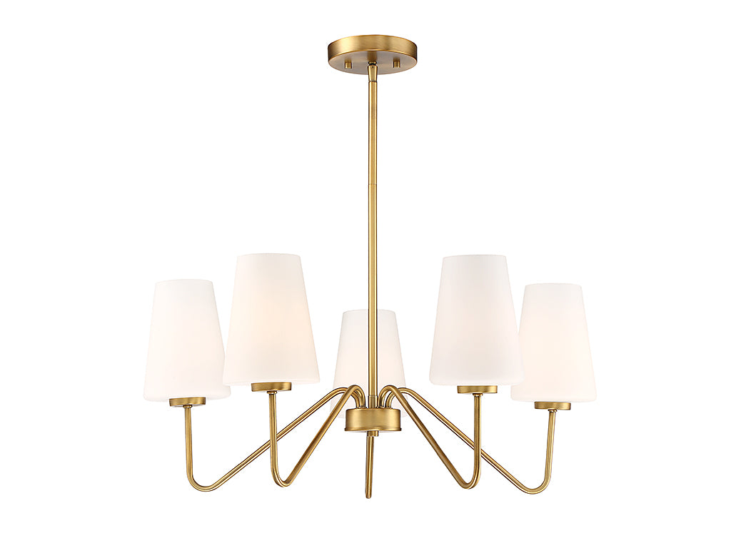 Meridian - M10060NB - Five Light Chandelier - Mchan - Natural Brass
