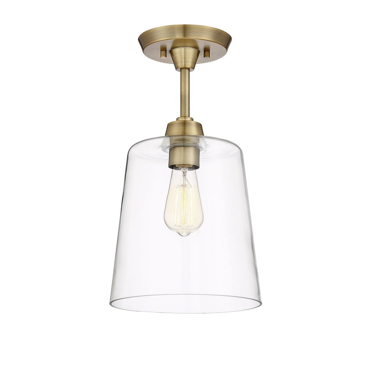 Meridian - M60010NB - One Light Semi-Flush Mount - Msemi - Natural Brass