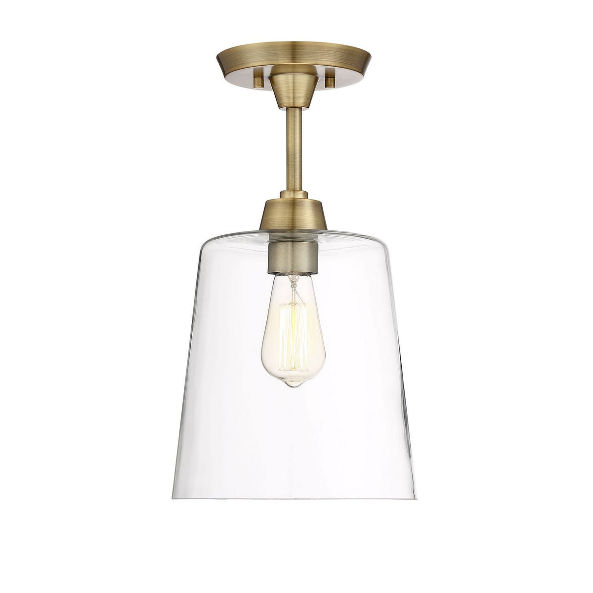 Meridian - M60010NB - One Light Semi-Flush Mount - Msemi - Natural Brass