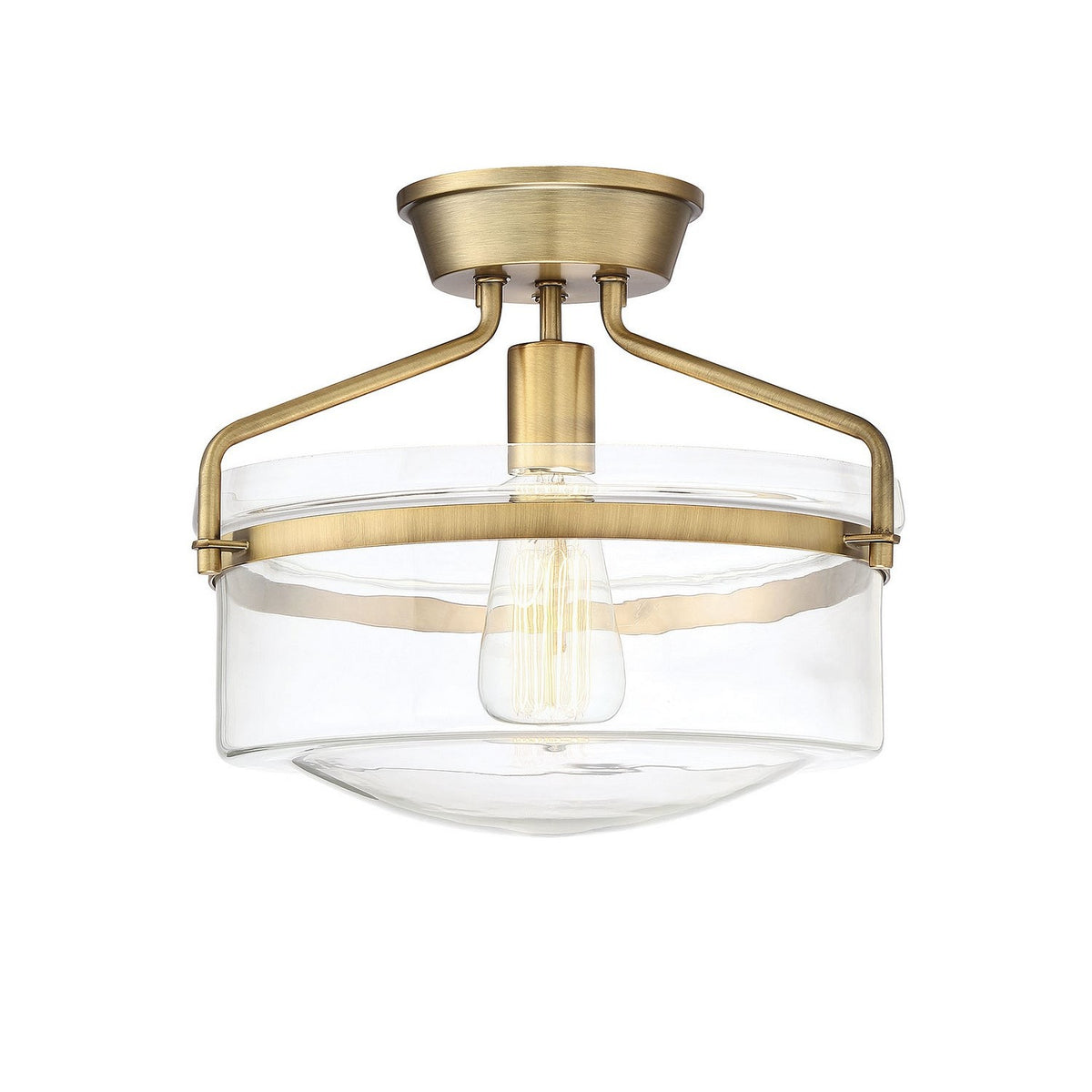 Meridian - M60011NB - One Light Semi-Flush Mount - Msemi - Natural Brass