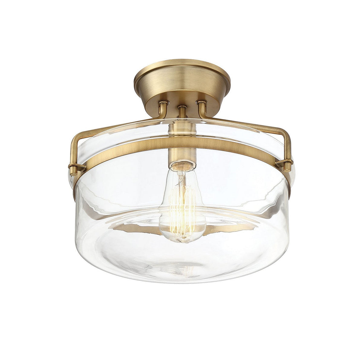 Meridian - M60011NB - One Light Semi-Flush Mount - Msemi - Natural Brass