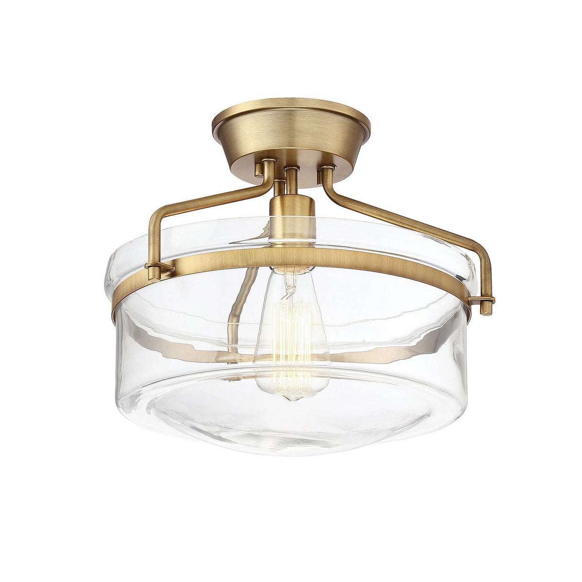 Meridian - M60011NB - One Light Semi-Flush Mount - Msemi - Natural Brass