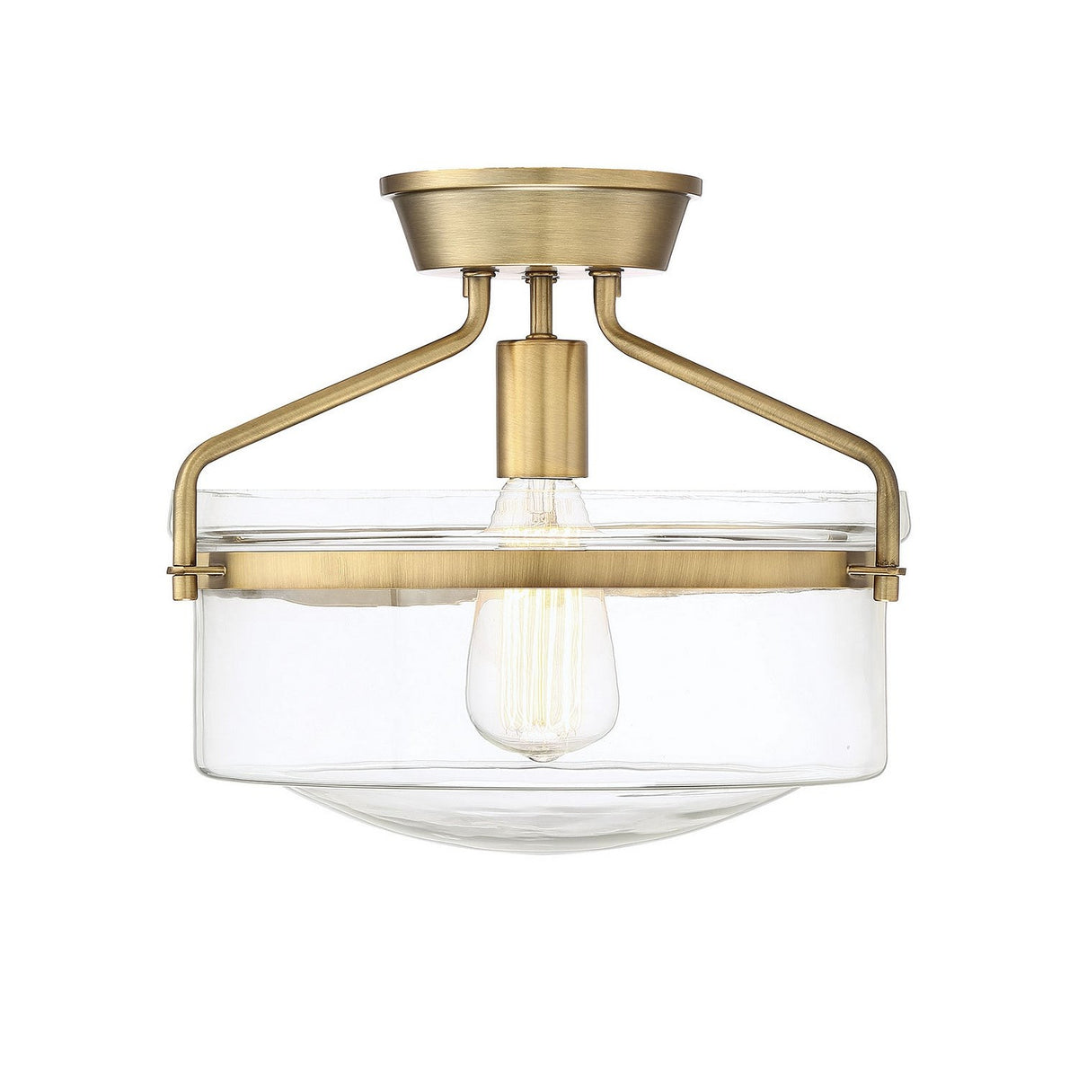 Meridian - M60011NB - One Light Semi-Flush Mount - Msemi - Natural Brass