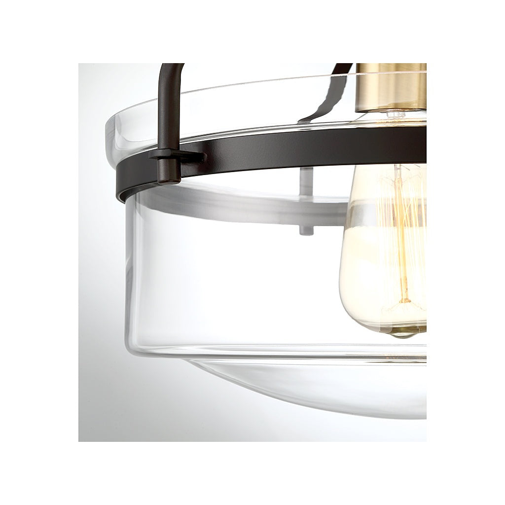 Meridian - M60011ORBNB - One Light Semi-Flush Mount - Msemi - Oil Rubbed Bronze with Natural Brass