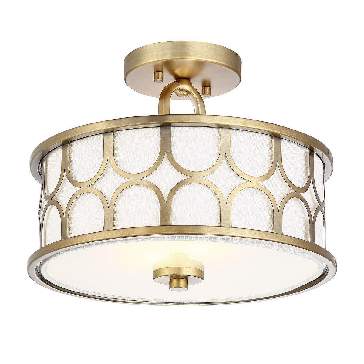 Meridian - M60015NB - Two Light Semi-Flush Mount - Msemi - Natural Brass