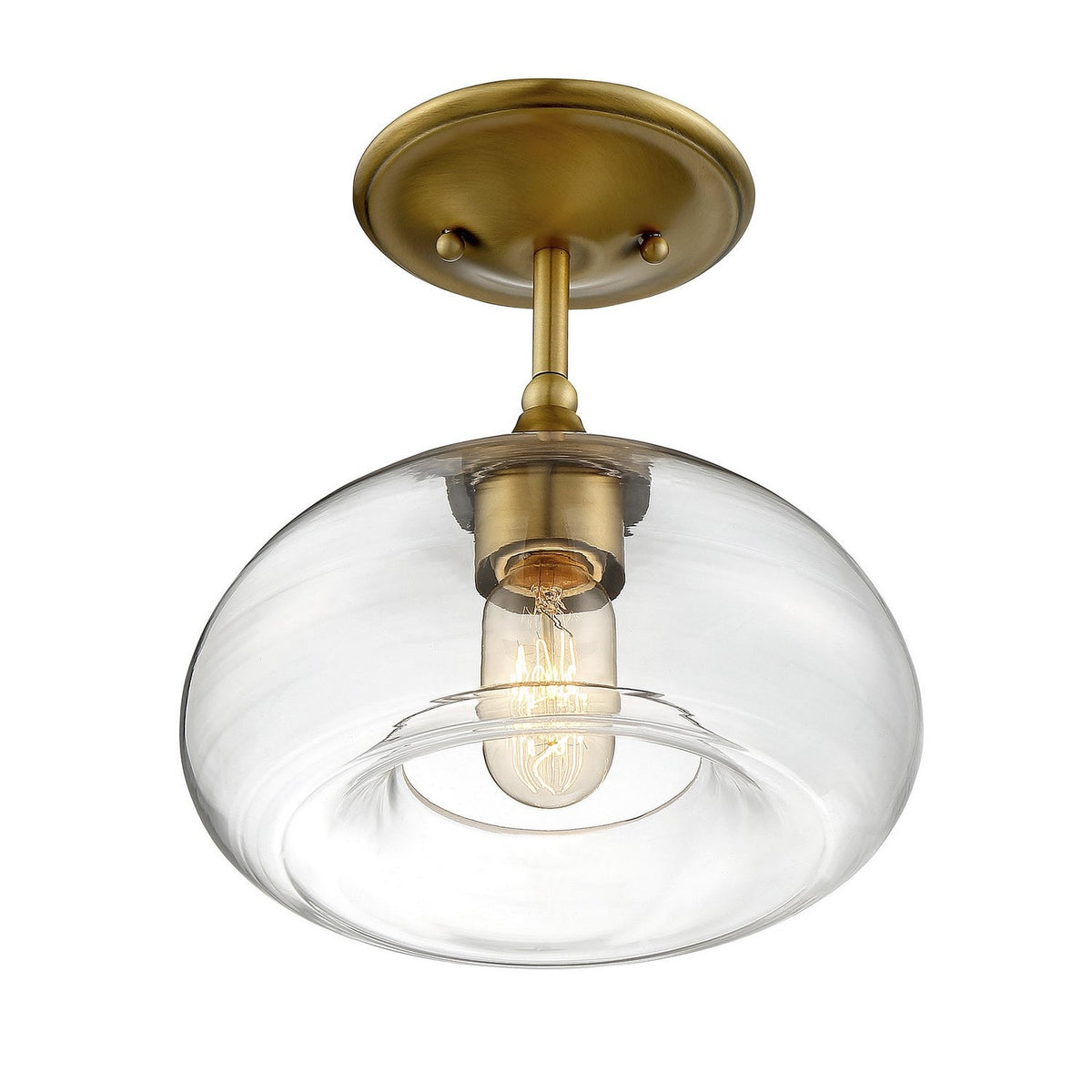 Meridian - M60017NB - One Light Semi-Flush Mount - Msemi - Natural Brass