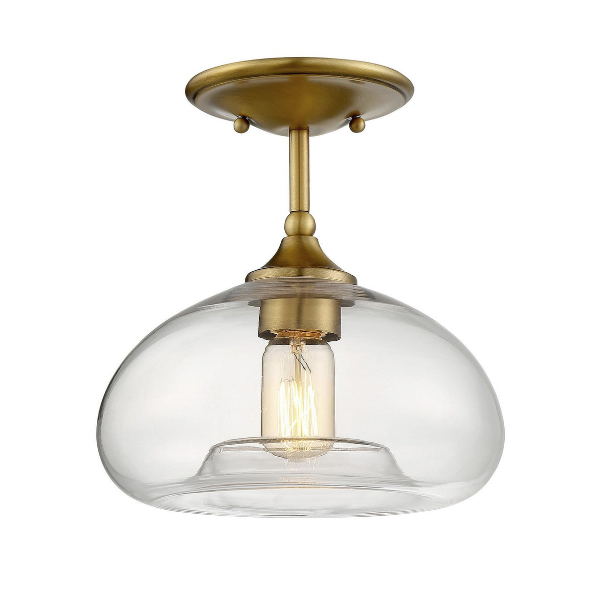 Meridian - M60017NB - One Light Semi-Flush Mount - Msemi - Natural Brass