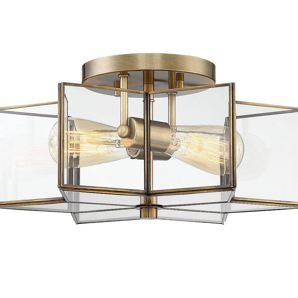 Meridian - M60021NB - Two Light Semi-Flush Mount - Msemi - Natural Brass