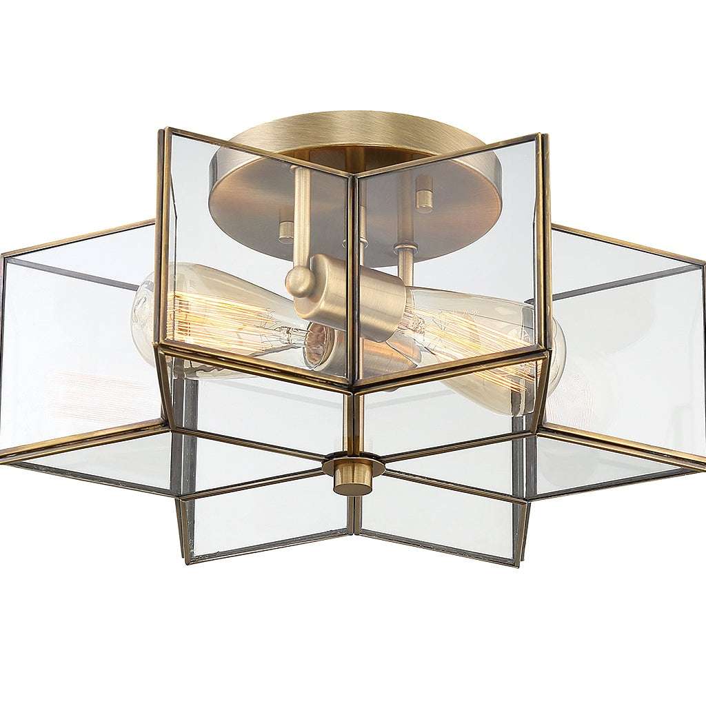 Meridian - M60021NB - Two Light Semi-Flush Mount - Msemi - Natural Brass