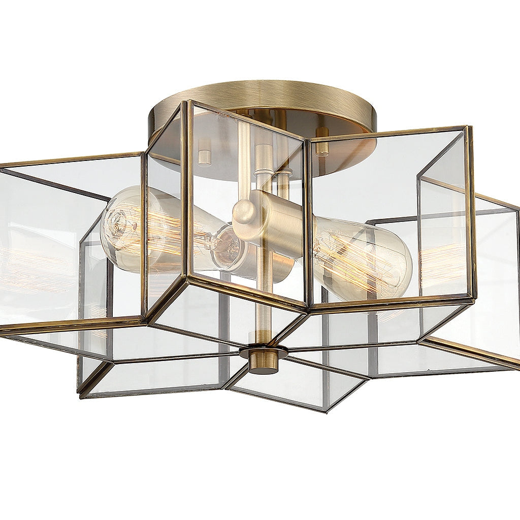 Meridian - M60021NB - Two Light Semi-Flush Mount - Msemi - Natural Brass