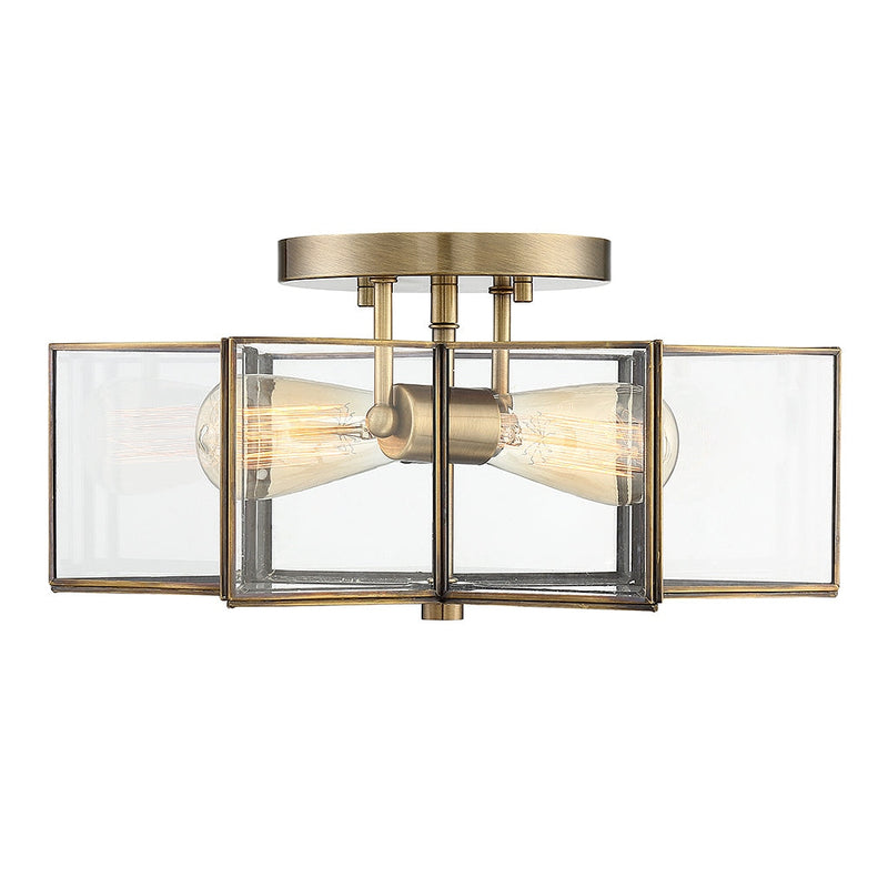 Meridian - M60021NB - Two Light Semi-Flush Mount - Msemi - Natural Brass