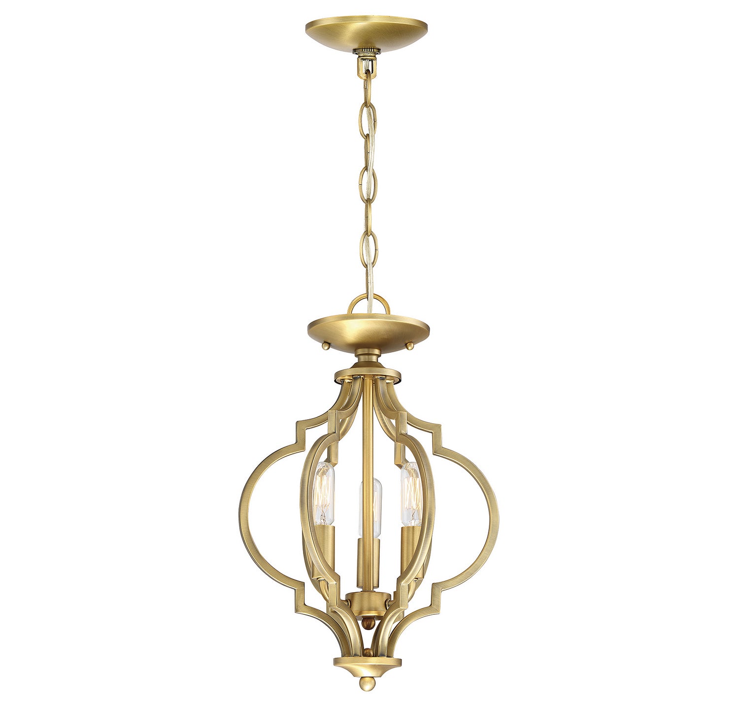 Meridian - M60055NB - Three Light Semi-Flush Mount - Msemi - Natural Brass