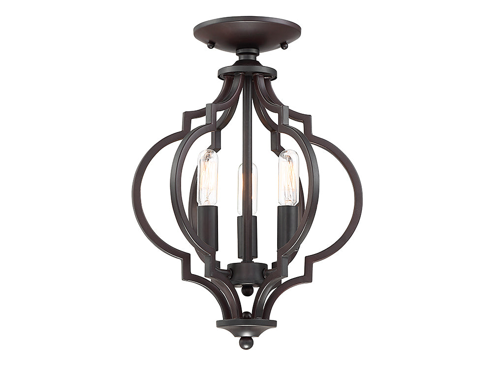 Meridian - M60055ORB - Three Light Semi-Flush Mount - Msemi - Oil Rubbed Bronze