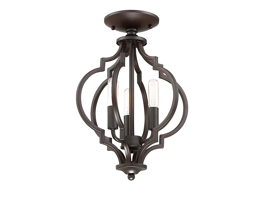 Meridian - M60055ORB - Three Light Semi-Flush Mount - Msemi - Oil Rubbed Bronze