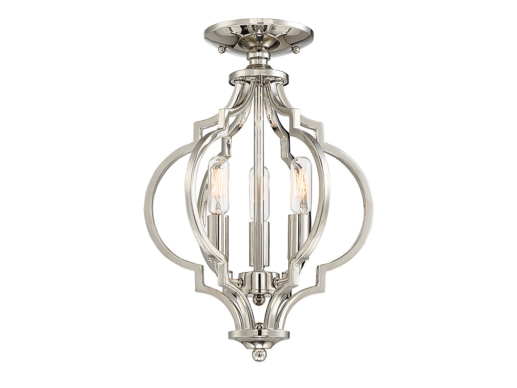 Meridian - M60055PN - Three Light Semi-Flush Mount - Msemi - Polished Nickel