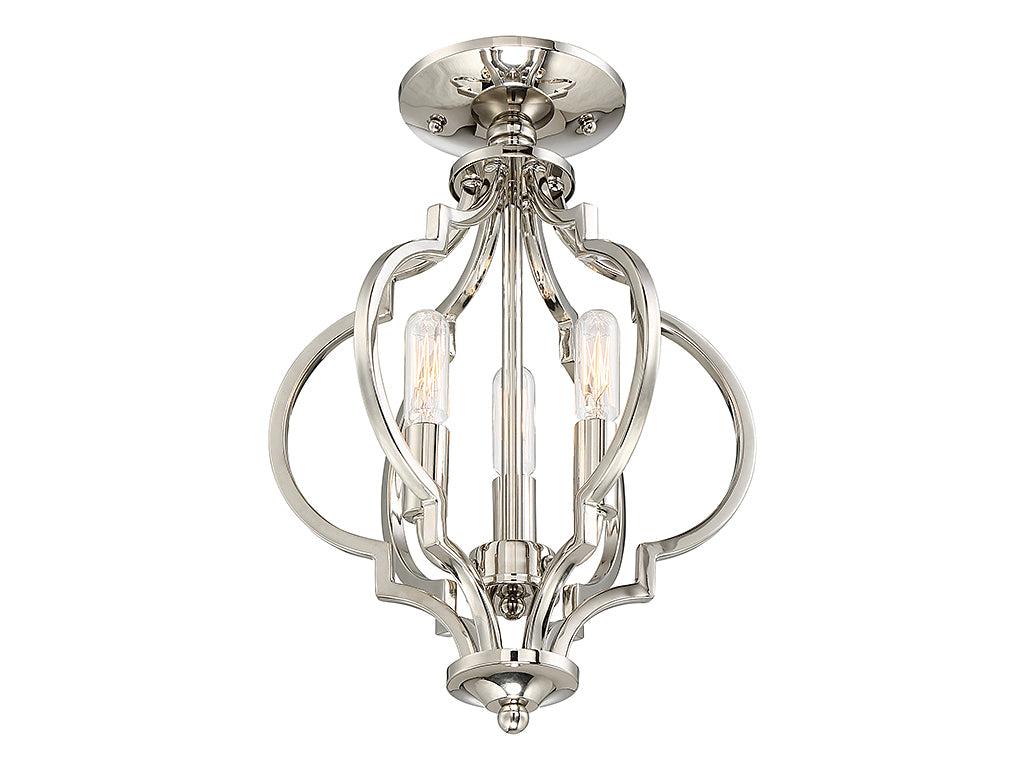 Meridian - M60055PN - Three Light Semi-Flush Mount - Msemi - Polished Nickel
