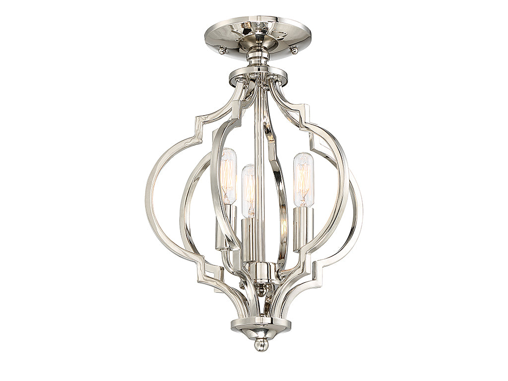 Meridian - M60055PN - Three Light Semi-Flush Mount - Msemi - Polished Nickel