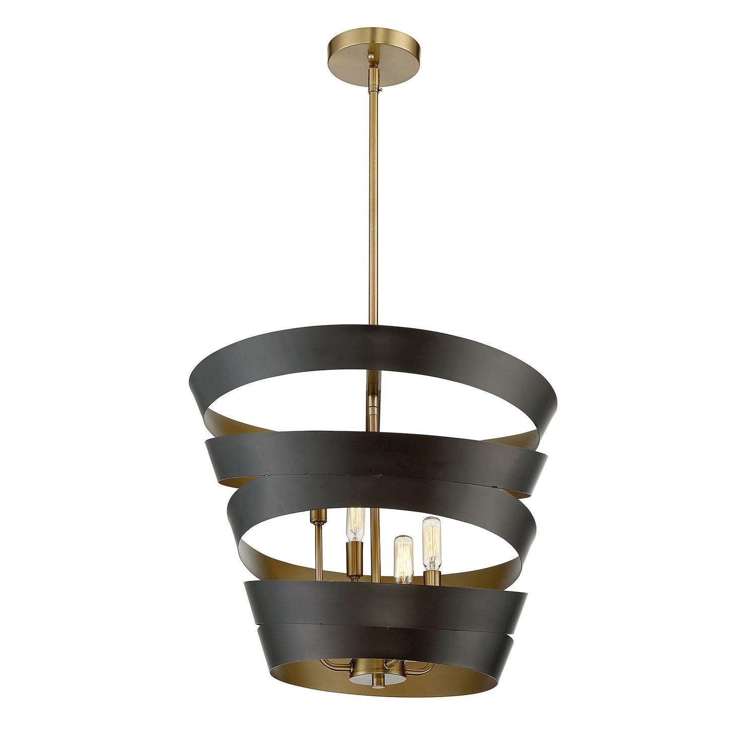 Meridian - M70009-46 - Four Light Pendant - Mpend - Matte Black with Gold