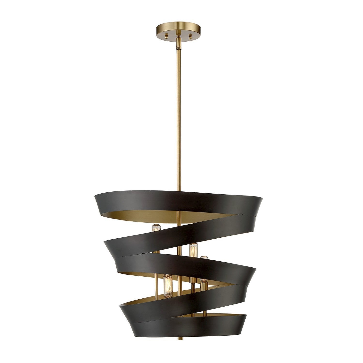 Meridian - M70009-46 - Four Light Pendant - Mpend - Matte Black with Gold
