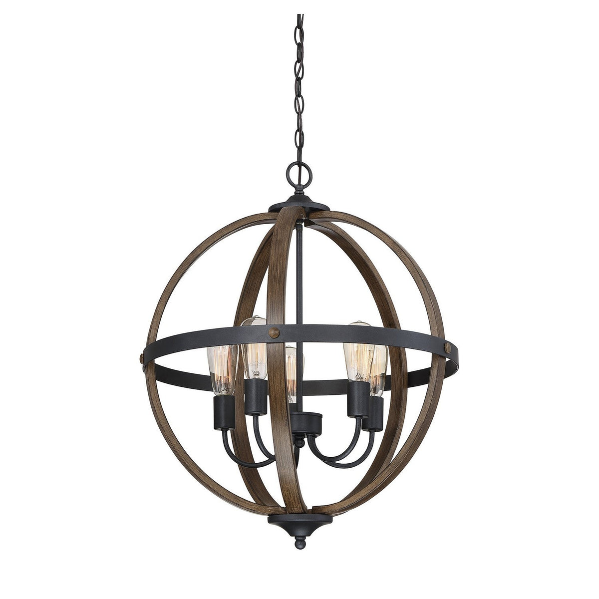 Meridian - M70041WB - Five Light Chandelier - Mchan - Wood with Black