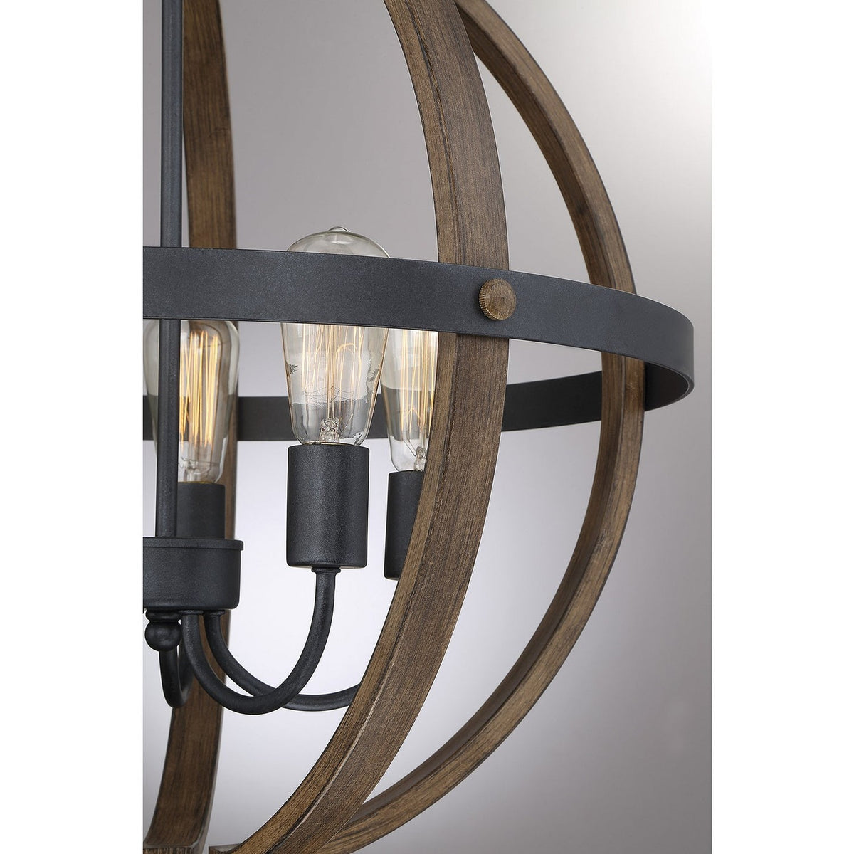 Meridian - M70041WB - Five Light Chandelier - Mchan - Wood with Black