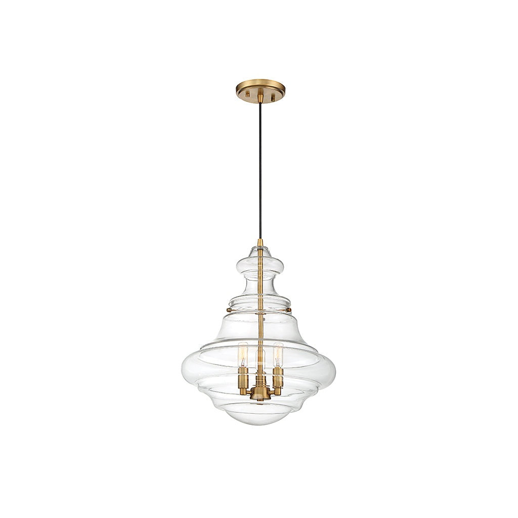Meridian - M70058NB - Three Light Pendant - Mpend - Natural Brass